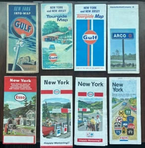 Lot of 8 - Vintage NEW YORK Road Maps (Gulf, ARCO, ESSO, and EXXON) - Picture 1 of 4