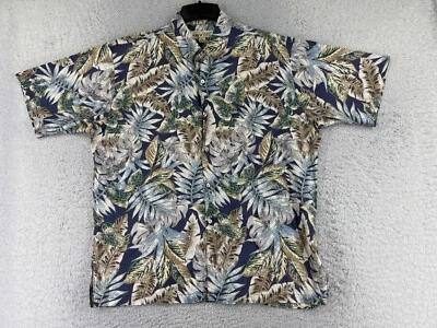 Tori Richard Shirt Adult Large Blue Green Purple Palm Leaf Cotton Lawn Hawaiian - Image 1 of 4