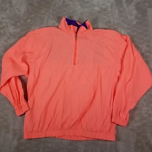 VTG Sportif USA Made Pullover 1/4 Zip Jacket - Sz Medium - Bright Pink/Purple - Picture 1 of 9
