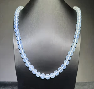 High quality Lab-Created AAAA+ White Star Sapphire Round Bead Necklace 8mm 10mm - Picture 1 of 9