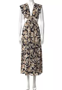 Jason Wu Maxikleid geblümt schwarz & hellbraun Cutout Seiten & Rücken Gr.L neu mit Etikett! - Bild 1 von 11