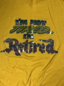 T-shirt maglietta vintage punto singolo anni 70 glitter ferro su grafica divertente RITIRATA USA - Foto 1 di 9