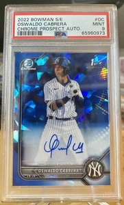 2022 Bowman Sapphire Oswaldo Cabrera AUTO 1st Bowman BSPA-OC Yankees PSA 9 - Picture 1 of 4