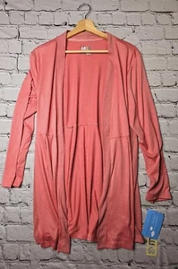 Muk Luks korallenrosa weicher Staubtuch Cardigan Pullover Neu mit Etikett Größe L - Bild 1 von 11