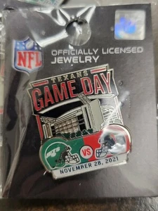 New York Jets AT/VS Houston Texans Game day Pin 11/28/2021 NEW - Picture 1 of 1