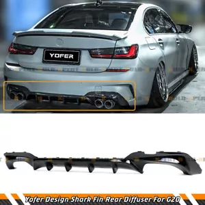 FOR 2019-2022 BMW G20 320i 330i  M SPORT YOFER GLOSS BLACK REAR BUMPER DIFFUSER - Picture 1 of 5