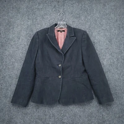 Blazer Alex Marie Feminino 8 Azul Denim Listrado Dois Botões Terno Jaqueta Entalhada - Imagem 1 de 4