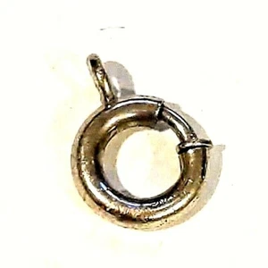 Antique NOS Sterling Silver Large Spring Ring Clasp 8.5 mm in Diameter #DP215 - Picture 1 of 2