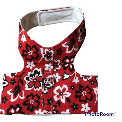 Dog Harness vest Handmade Red White Flowers XS (2548) - Image 1 of 2