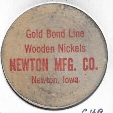 NEWTON MFG. CO., Newton, Iowa, Gold Bond Line Wooden Nickels, Wooden Nickel
