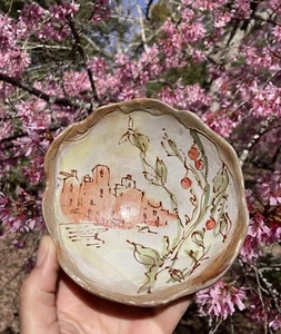 5" Dish Footed Pottery Coin Jewel Small Catch All Dish Artisan Crafted Signed - Picture 1 of 15