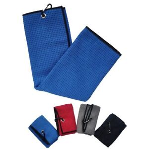 1pc Golf Towel Dishcloth For Golfer Red Blue Grey Black With Clasp Microfiber