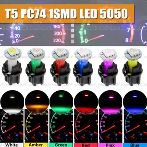 10× T5 Car Interior Instrument Panel Cluster LED Dash Light Bulb+Twist Socket - Picture 1 of 16