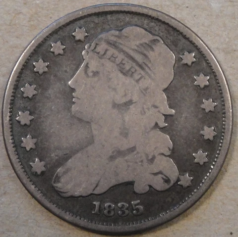 1835 Capped Bust Quarter 25c VG-F Cover
