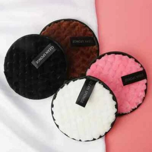 Wiederverwendbarer Make-up-Entferner Reinigung Gesichtspads Gesichtsschwamm waschbar Mikrofaser x4 - Bild 1 von 12