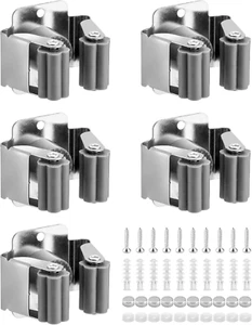 ® 5 Piece Mop Broom Holder, Mop Holder Wall Mounted, Broom Grab Holder, for Bath - Picture 1 of 12