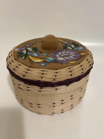 Vintage Woven Basket ICE BUCKET Cooler Rattan Wicker BOHO Mid Century Modern Cover