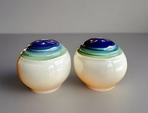 Pfaltzgraff Ocean Breeze Salt & Pepper Shakers Blue Green 2 3/4" Stoneware - Picture 1 of 6