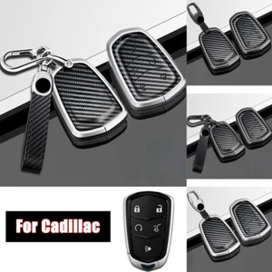 Alloy Carbon Fiber Car Key Fob Case Cover For Cadillac ATS CTS CT6 XTS XT5 SRX - Picture 1 of 14