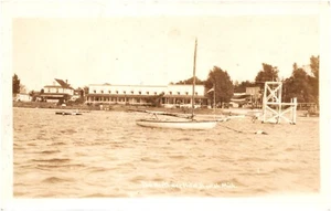 Sailboat by The Northway Hotel Beulah Michigan MI 1930s RPPC Postcard Photo - Picture 1 of 2