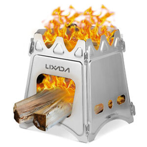 Lixada Stainless Steel Folding Wood Burning Stove Outdoor Cooking Furnace G6F0