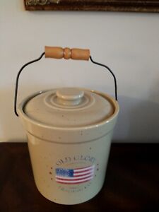Old Glory Trading Company Crock With Handle & Lid.Read.