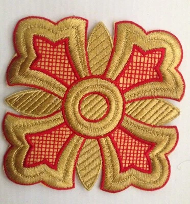 5.5" Gold metallic CROSS Embroidery Stitches Applique Patch Iron on Religion - Image 1 of 3