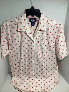 Camisa Dockers Mujer Abotonada, Manga Corta, Talla S, Lunares Rosa - Imagen 1 de 3