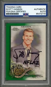 Scott Hanson SIGNED 2022 Topps Allen & Ginter Chrome Green Auto /99 PSA COA NFL - Picture 1 of 2