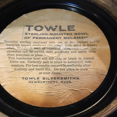 Vintage Towle Sterling Silver Mounted Bowl Of Permanent Melamine 11” MCM - Image 1 of 4