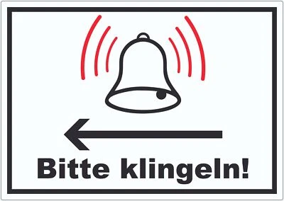 HB-DRUCK Bitte klingeln pfeil links Aufkleber