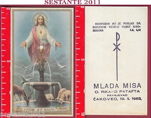 2974 SANTINO HOLY CARD GESù CRISTO BUON PASTORE EUCARESTIA EB E / 917 E/917 - Picture 1 of 1