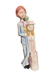 Vintage Ceramic Wedding couple,slim & tall Figurine 13" tall Art pottery unique - Picture 1 of 15