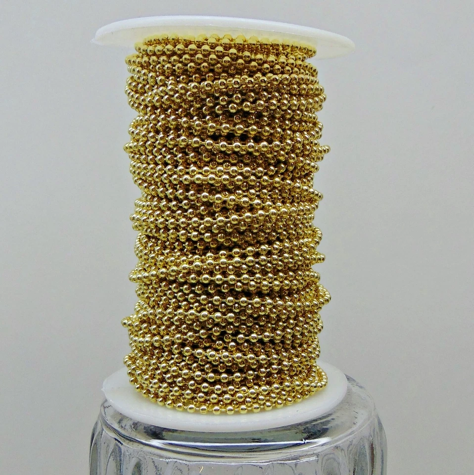 Solid Brass  BALL CHAIN 2.4mm Bead #3 ~ Bulk No Lead/Nickel ~Corrosion resistant - Image 1 of 4