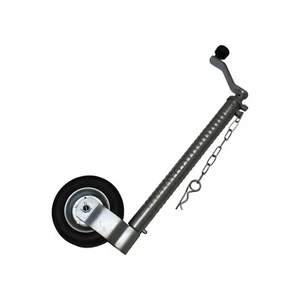 Heavy Duty Caravan Jockey Wheel 48MM (Ribbed Trailer Metal Rim Wind Up Handle) - Picture 1 of 7