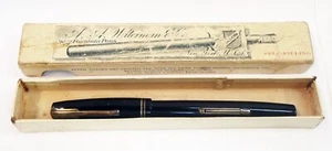 Waterman's Ideal 1948 schwarz & vergoldeter Band Füllfederhalter mit feiner Pt 14kt Feder - Bild 1 von 8