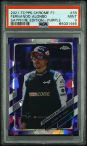 2021 Topps Chrome F1 Sapphire #38 Fernando Alonso PURPLE /10 PSA 9 - Picture 1 of 4