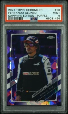 2021 Topps Chrome F1 Sapphire #38 Fernando Alonso PURPLE /10 PSA 9 - Image 1 of 4
