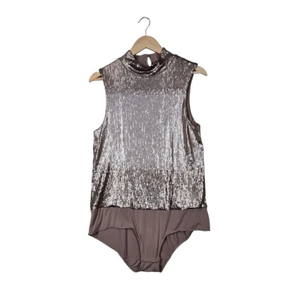 Body Top Floreat Loved by Anthropologie Lentejuelas Talla L Cuello Simulado Brillante Foto 1 de 4