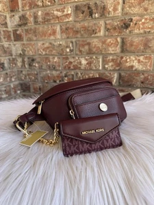 Michael Kors Maisie 2 en 1 Pequeño Cuero Cintura Pack Riñonera Bolso (Oxblood) MK - Imagen 1 de 8