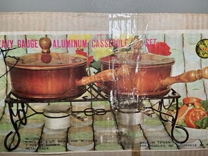 Vintage  Rosalco Heavy Gauge Aluminum Casserole Set, Burner & Rack- Taiwan - Picture 1 of 13