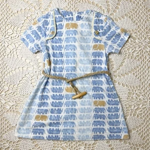 Top túnica vintage años 70 Cenicienta niñas 5 años cuerda elefante azul cinturón - Imagen 1 de 7