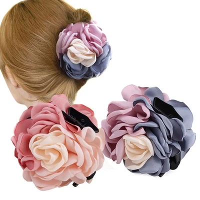 2PCS Women Flower Hair Clips Hair Claw Elegant Beauty Ribbon Jaw Clip Headwea... - Image 1 of 4