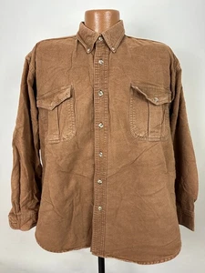 Vintage Chamois Flannel Shirt Men Large Tan Minimal Outdoors Work Moose Creek - Picture 1 of 16