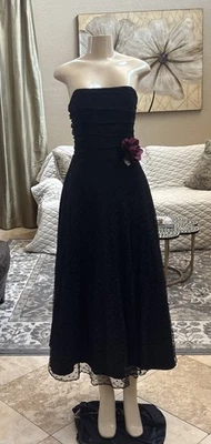 Vestido Scott McClintock Vintage Encaje Superpuesto Sin Tirantes Talla 8 Negro Lunares Foto 1 de 4