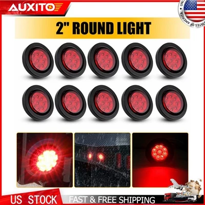 Casa rodante roja redonda de 2 pulgadas 9 LED luces de separación laterales con ojal camión 10 piezas Foto 1 de 4