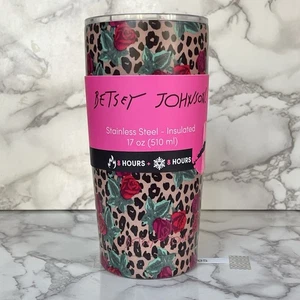 Betsey Johnson Leopardenmuster mit Rosen Thermobecher 17oz 510ml - Bild 1 von 4
