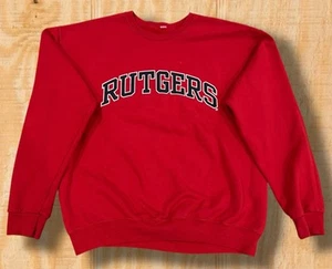 Vintage Y2K Rutgers Scarlet Knights Medium Red Crew Neck NCAA Sweat Shirt - Picture 1 of 11