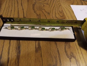 7 In Sorrento Sterling Bracelet. Green Gems. - Picture 1 of 11