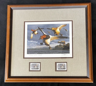 1997 Robert Steiner Oregon State Duck Stamp Print Artist Proof with 2 Stamps - Image 1 of 4